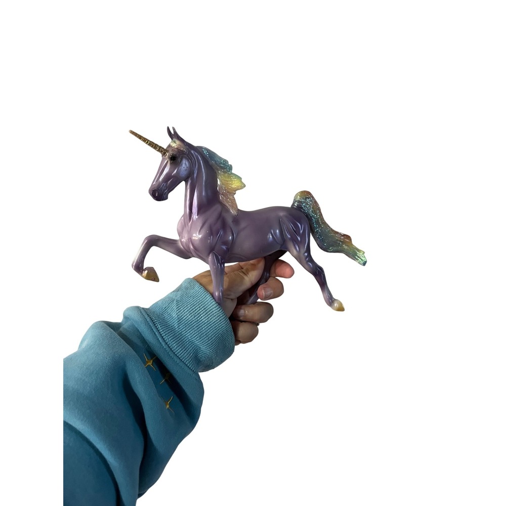 Breyer Iridescent Purple Unicorn Rainbow Glitter Mane Tail Gold Horn Figurine